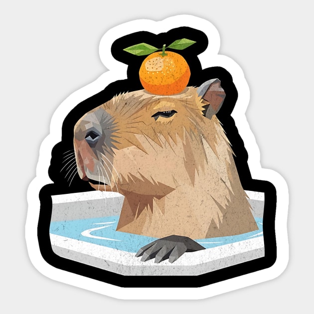 Yuzu Spa Treatment Geometric Capybara Sticker by Designed By Marty